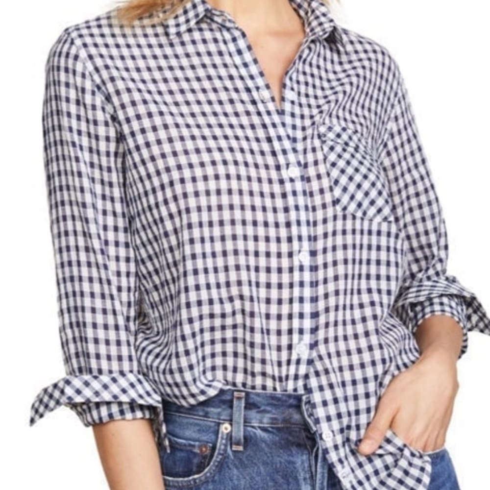 Rails Blue and White Checkered Button Down Shirt Small